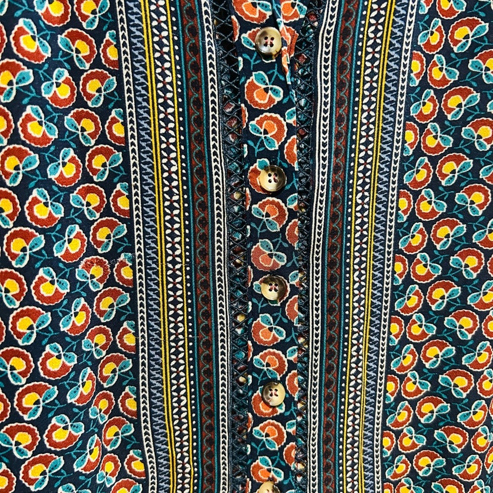 MAEVE Anthropologie Janice Flounced Peasant Blouse Boho Floral Peplum Size 8 - Picture 8 of 10